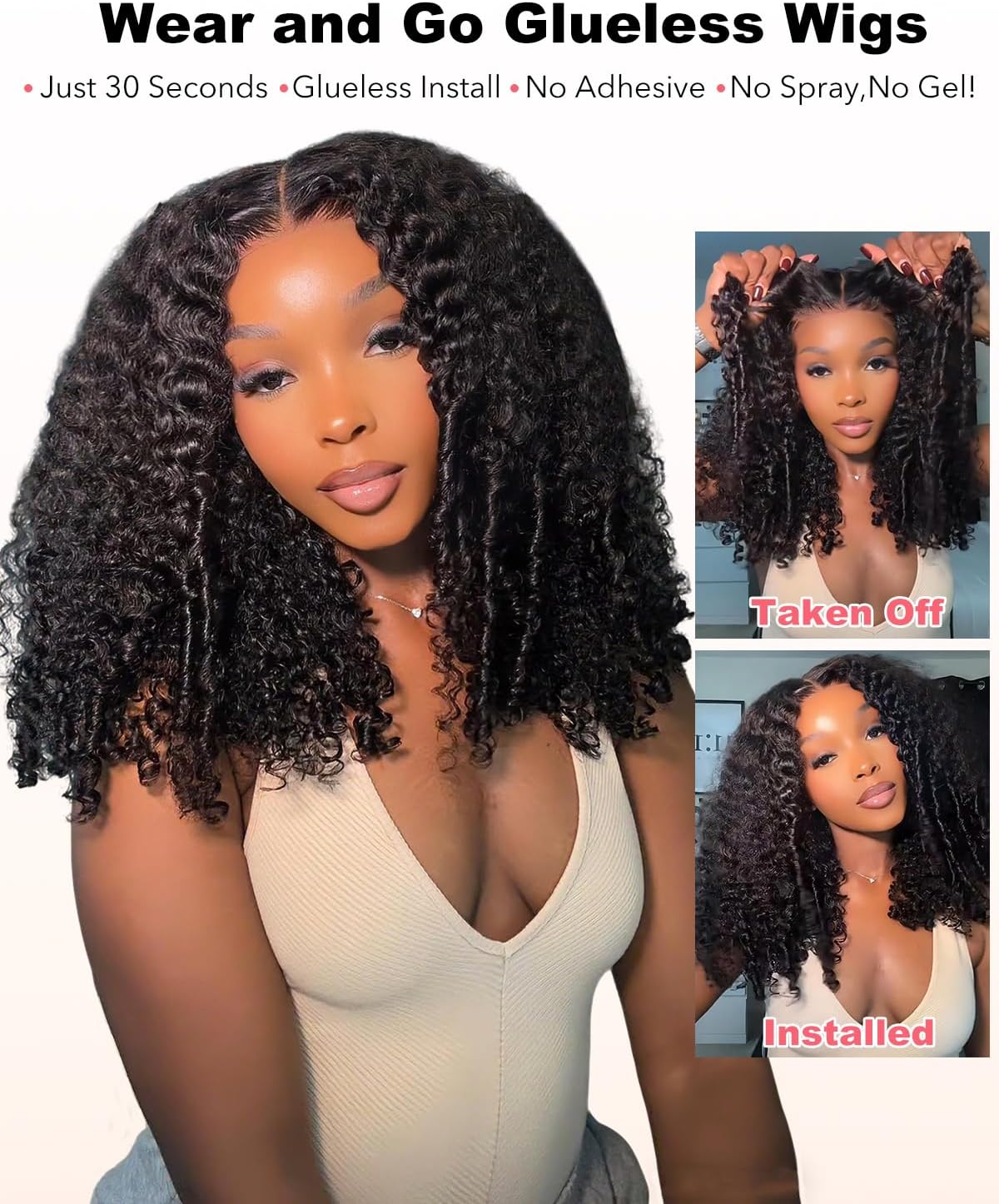 Burmese Curly 9x6 Glueless Human Hair Wig with Spiral Curls Ends,220 Density Drawstring Pre Plucked Pre Cut Wear and Go HD Lace Closure Wig Effortless Style Breathable for Black Women 16 Inch