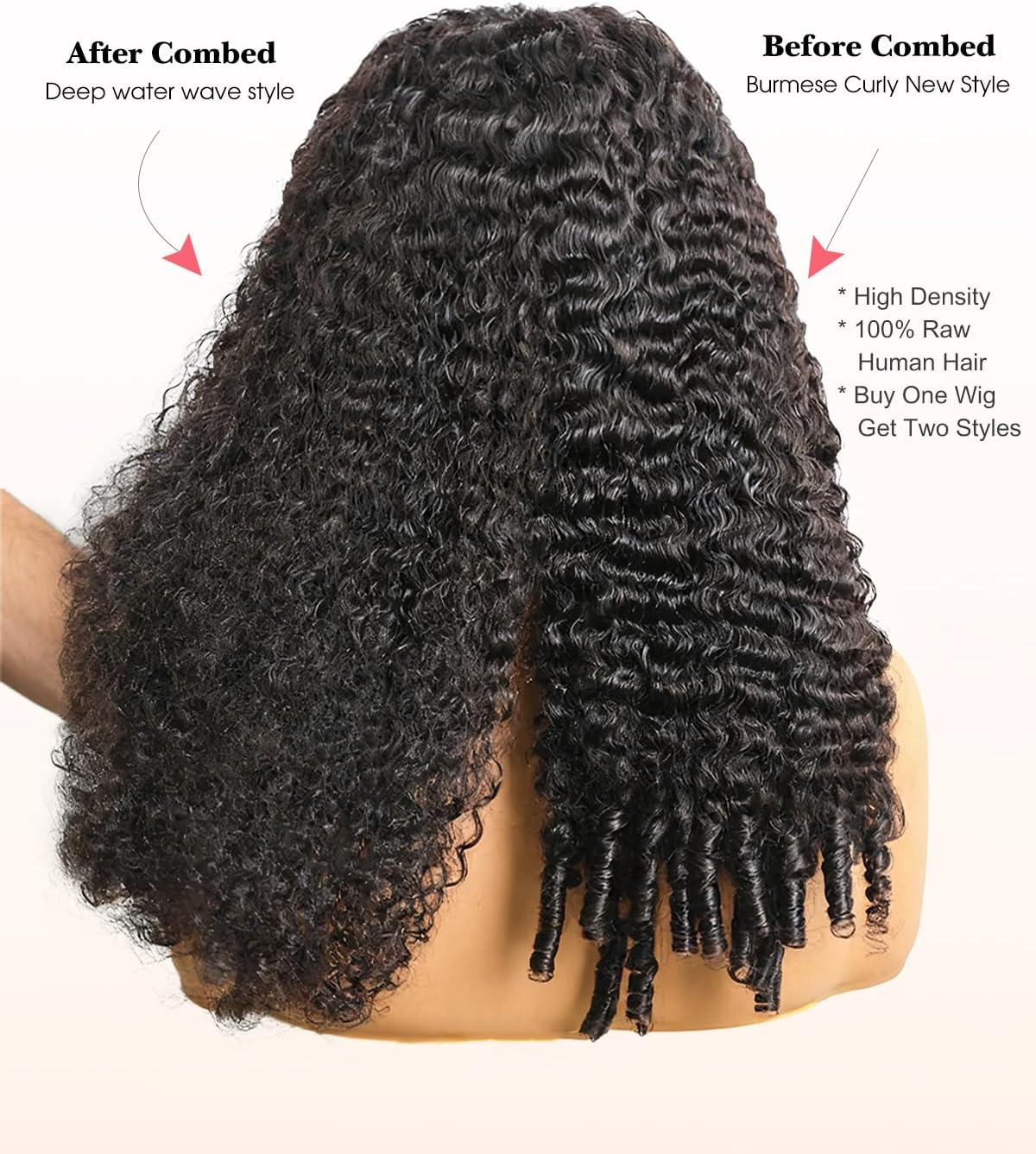 Burmese Curly 9x6 Glueless Human Hair Wig with Spiral Curls Ends,220 Density Drawstring Pre Plucked Pre Cut Wear and Go HD Lace Closure Wig Effortless Style Breathable for Black Women 16 Inch