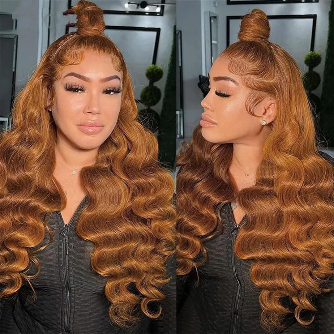 Brown Lace Front Wig Human Hair For Women 13X4 Lace Frontal Wigs Blonde Colored Body Wave Lace Wigs