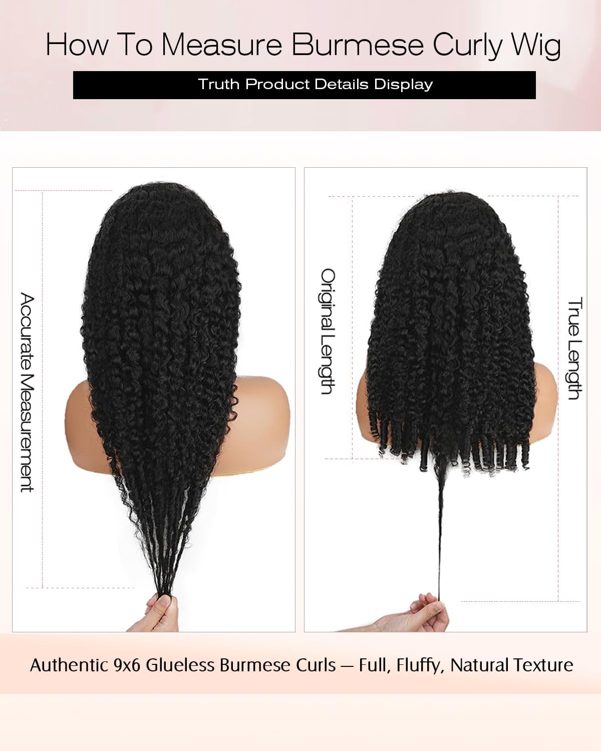 Burmese Curly 9x6 Glueless Human Hair Wig with Spiral Curls Ends,220 Density Drawstring Pre Plucked Pre Cut Wear and Go HD Lace Closure Wig Effortless Style Breathable for Black Women 16 Inch